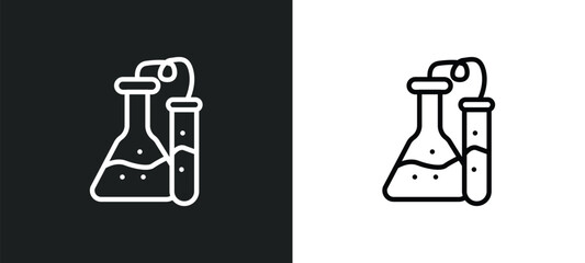 Poster - experiment outline icon in white and black colors. experiment flat vector icon from chemistry collec