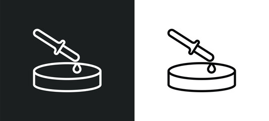 Poster - petri dish outline icon in white and black colors. petri dish flat vector icon from chemistry collec
