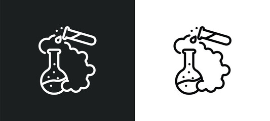 Poster - chemical reaction outline icon in white and black colors. chemical reaction flat vector icon from ch