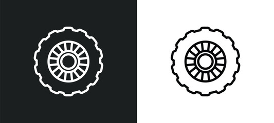 Wall Mural - car tyre outline icon in white and black colors. car tyre flat vector icon from car parts collection for web, mobile apps and ui.
