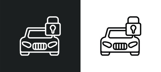 Poster - car lock outline icon in white and black colors. car lock flat vector icon from car parts collection for web, mobile apps and ui.