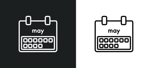 Poster - wall calendar outline icon in white and black colors. wall calendar flat vector icon from business and finance collection for web, mobile apps and ui.