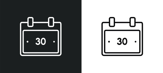 Poster - monthly wall calendar outline icon in white and black colors. monthly wall calendar flat vector icon from business and finance collection for web, mobile apps and ui.