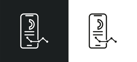 Poster - mobile stock data outline icon in white and black colors. mobile stock data flat vector icon from business and analytics collection for web, mobile apps and ui.