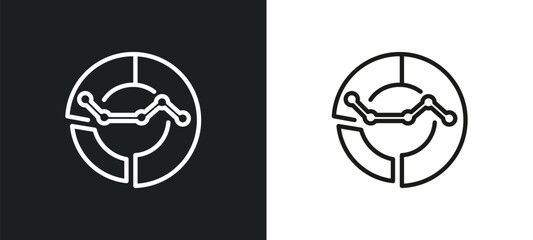 Poster - merge charts outline icon in white and black colors. merge charts flat vector icon from business and