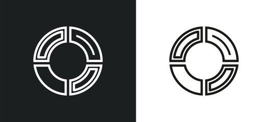 Poster - graph pie outline icon in white and black colors. graph pie flat vector icon from business and analytics collection for web, mobile apps and ui.