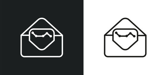 Poster - email analytics outline icon in white and black colors. email analytics flat vector icon from business and analytics collection for web, mobile apps and ui.