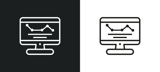 Poster - analytics monitor outline icon in white and black colors. analytics monitor flat vector icon from business and analytics collection for web, mobile apps and ui.