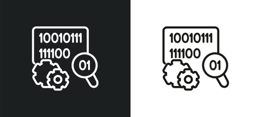 Fototapete - binary data search outline icon in white and black colors. binary data search flat vector icon from 
