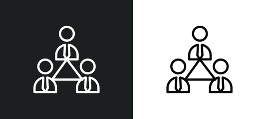 Poster - users interconnected outline icon in white and black colors. users interconnected flat vector icon from analytics collection for web, mobile apps and ui.