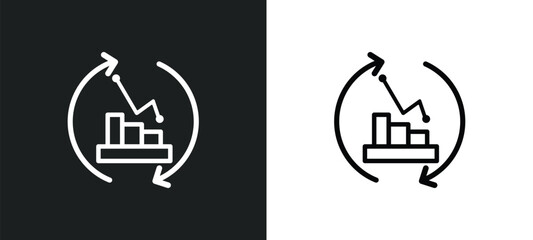 Poster - synchronization outline icon in white and black colors. synchronization flat vector icon from analytics collection for web, mobile apps and ui.