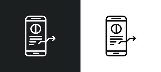 Poster - mobile stock data outline icon in white and black colors. mobile stock data flat vector icon from analytics collection for web, mobile apps and ui.