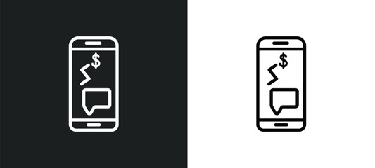 Fototapete - mobile analytics outline icon in white and black colors. mobile analytics flat vector icon from anal