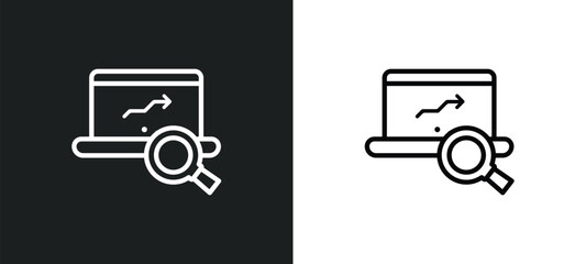 Poster - laptop profits graphics outline icon in white and black colors. laptop profits graphics flat vector icon from analytics collection for web, mobile apps and ui.