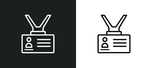 Poster - id card outline icon in white and black colors. id card flat vector icon from business collection for web, mobile apps and ui.