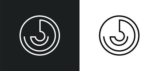 Poster - circular chart outline icon in white and black colors. circular chart flat vector icon from analytics collection for web, mobile apps and ui.