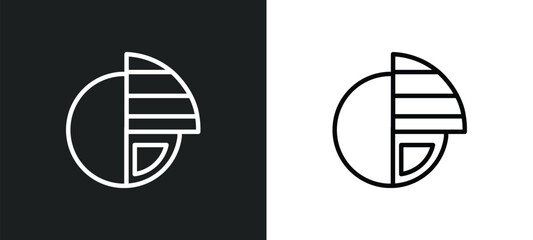 Poster - chart pie outline icon in white and black colors. chart pie flat vector icon from analytics collection for web, mobile apps and ui.