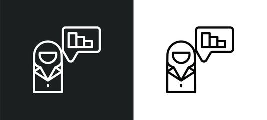 Poster - businesswoman outline icon in white and black colors. businesswoman flat vector icon from business collection for web, mobile apps and ui.