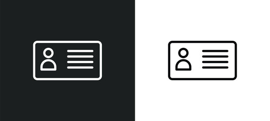Poster - business card outline icon in white and black colors. business card flat vector icon from business collection for web, mobile apps and ui.