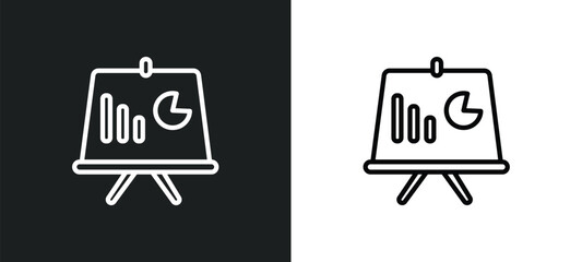 Poster - data analytics graphic on a presentation screen outline icon in white and black colors. data analytics graphic on a presentation screen flat vector icon from business collection for web, mobile apps