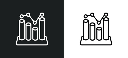 Poster - 3d data analytics bars graphic outline icon in white and black colors. 3d data analytics bars graphic flat vector icon from business collection for web, mobile apps and ui.