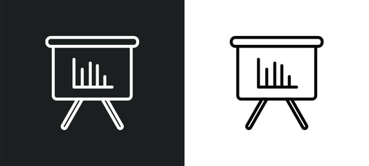Poster - statistics presentation outline icon in white and black colors. statistics presentation flat vector icon from business collection for web, mobile apps and ui.