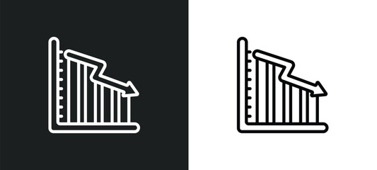 Poster - down graphic of business stats outline icon in white and black colors. down graphic of business stats flat vector icon from business collection for web, mobile apps and ui.