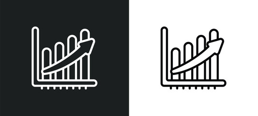Poster - finances stats bars graphic with up arrow outline icon in white and black colors. finances stats bars graphic with up arrow flat vector icon from business collection for web, mobile apps and ui.