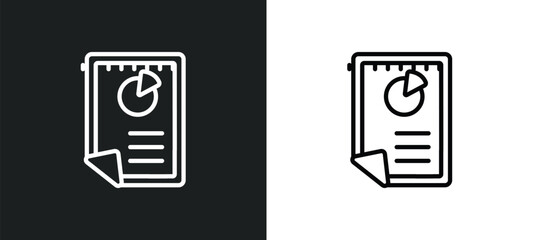 Poster - pie chart file outline icon in white and black colors. pie chart file flat vector icon from business collection for web, mobile apps and ui.