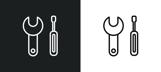 Poster - tool button outline icon in white and black colors. tool button flat vector icon from business collection for web, mobile apps and ui.