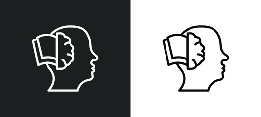 Poster - learning outline icon in white and black colors. learning flat vector icon from brain process collection for web, mobile apps and ui.