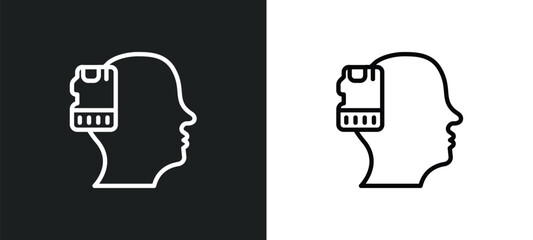 Poster - memory outline icon in white and black colors. memory flat vector icon from brain process collection for web, mobile apps and ui.