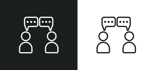 Poster - conversation outline icon in white and black colors. conversation flat vector icon from blogger and 
