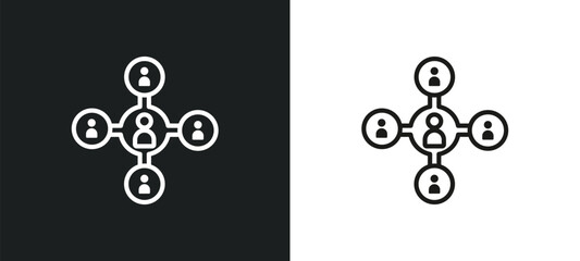 Poster - social network outline icon in white and black colors. social network flat vector icon from blogger and influencer collection for web, mobile apps and ui.