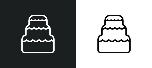Poster - three levels cake outline icon in white and black colors. three levels cake flat vector icon from bi