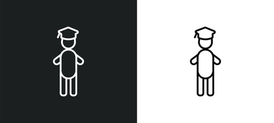 Wall Mural - stick man graduated outline icon in white and black colors. stick man graduated flat vector icon fro
