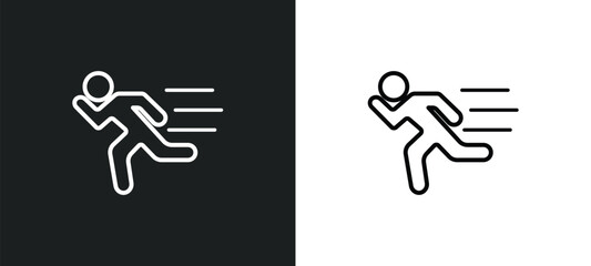 Poster - man running outline icon in white and black colors. man running flat vector icon from behavior collection for web, mobile apps and ui.