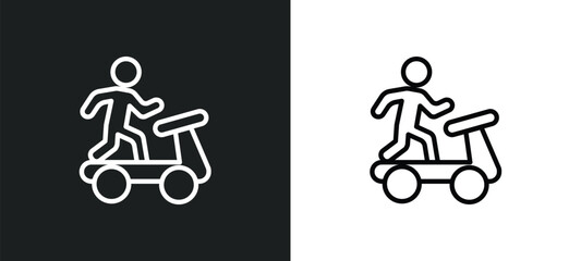 Poster - man on treadmill outline icon in white and black colors. man on treadmill flat vector icon from behavior collection for web, mobile apps and ui.