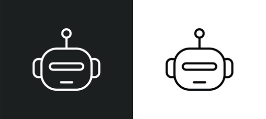 Poster - space robot outline icon in white and black colors. space robot flat vector icon from astronomy collection for web, mobile apps and ui.