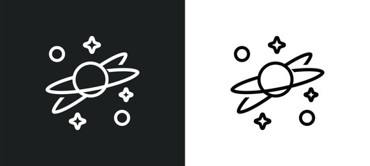 Poster - planets outline icon in white and black colors. planets flat vector icon from astronomy collection for web, mobile apps and ui.