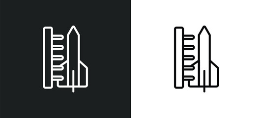 Poster - spaceport outline icon in white and black colors. spaceport flat vector icon from astronomy collecti
