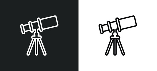 Poster - big telescope outline icon in white and black colors. big telescope flat vector icon from astronomy collection for web, mobile apps and ui.