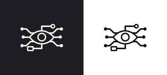 Poster - bionic outline icon in white and black colors. bionic flat vector icon from augmented reality collection for web, mobile apps and ui.