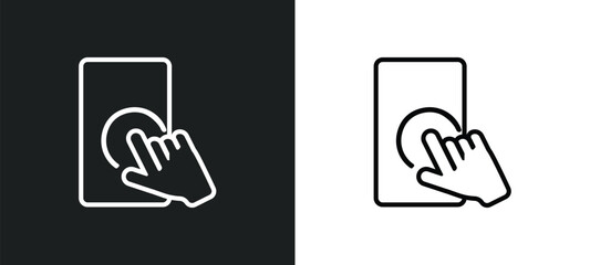 Poster - touch screen outline icon in white and black colors. touch screen flat vector icon from augmented reality collection for web, mobile apps and ui.