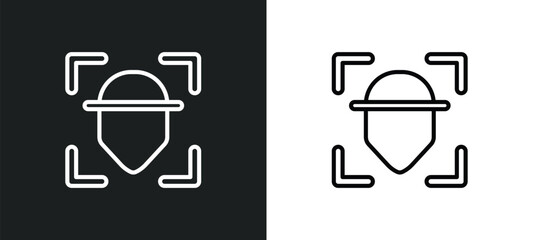 Poster - facial recognition outline icon in white and black colors. facial recognition flat vector icon from artificial intelligence collection for web, mobile apps and ui.