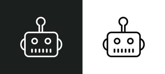 Poster - bot outline icon in white and black colors. bot flat vector icon from artificial intelligence collection for web, mobile apps and ui.
