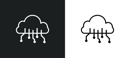 Poster - cloud computing outline icon in white and black colors. cloud computing flat vector icon from artificial intelligence collection for web, mobile apps and ui.