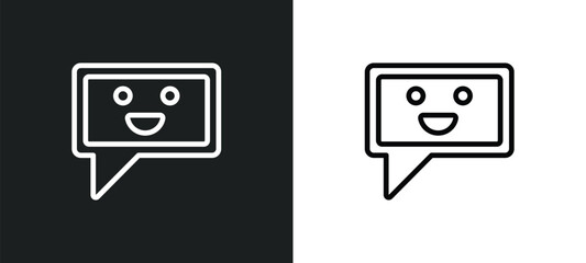 Poster - chat outline icon in white and black colors. chat flat vector icon from artificial intelligence collection for web, mobile apps and ui.