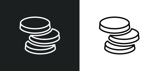 Poster - coins outline icon in white and black colors. coins flat vector icon from artificial intelligence co