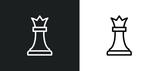 Wall Mural - chess outline icon in white and black colors. chess flat vector icon from artificial intelligence collection for web, mobile apps and ui.